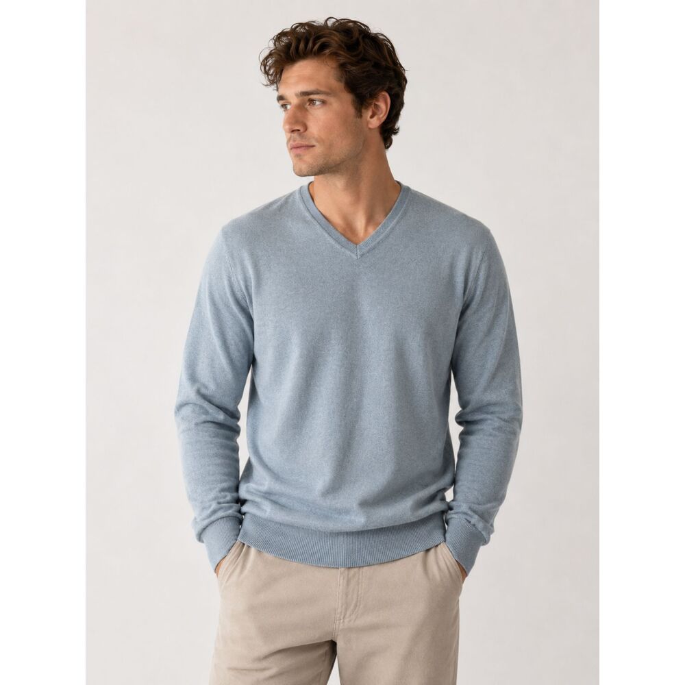 Black Brown 1826 Extrafine Merino Wool V-Neck Sweater Men’s XL Gray | Luxury